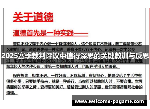 2025赛季裁判评议中值得深思的关键教训与反思